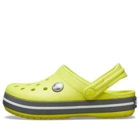 Zuecos de punta redonda con detalle de corte tipo «Crocband» «Amarillo Gris»